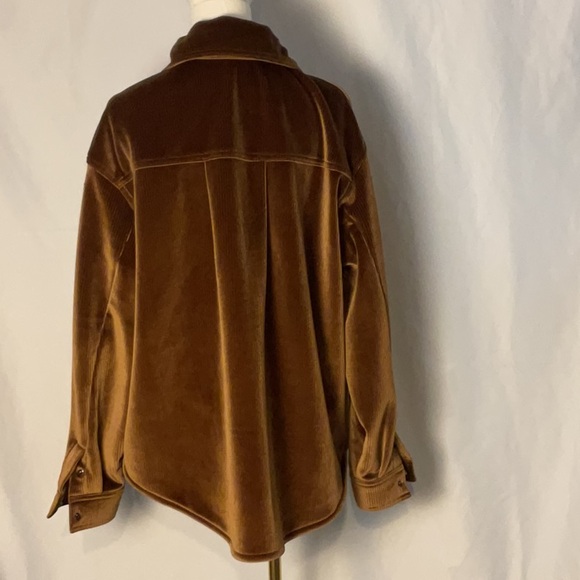 Alo yoga ribbed velour mountain shacket loose/oversized fit, brown size small - Picture 3 of 4